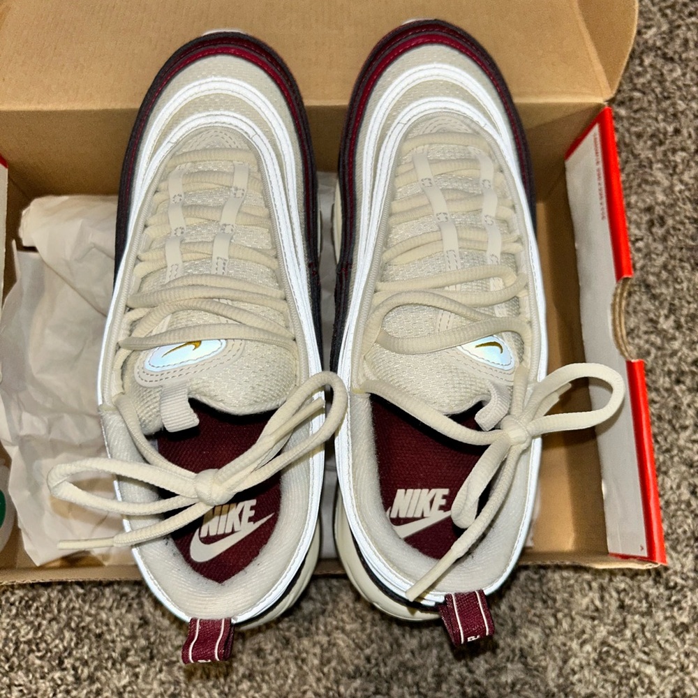 Nike Air Max 97 in Cream and Burgundy